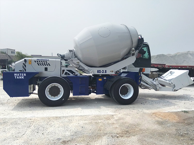 self loading concrete mixer on-site
