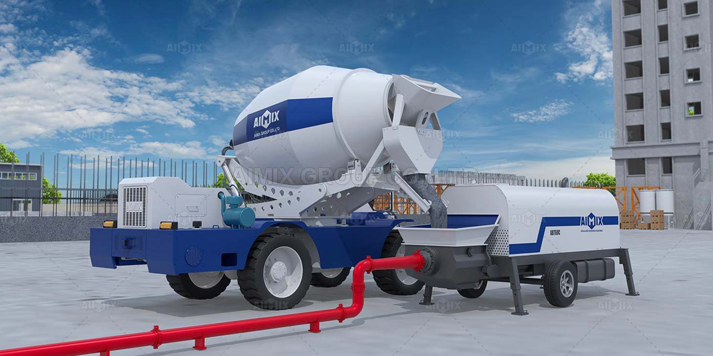 AIMIX self loading concrete mixer with pump