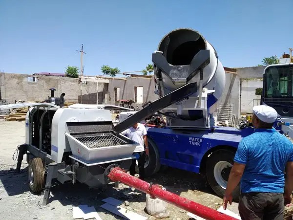 aimix self loading concrete mixer truck with trailer pump